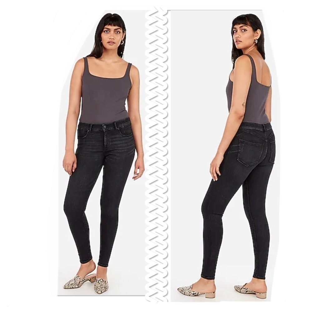 Express Black Jeggings Mid-Rise Stretch+ Denim Perfect Lift Size 8R